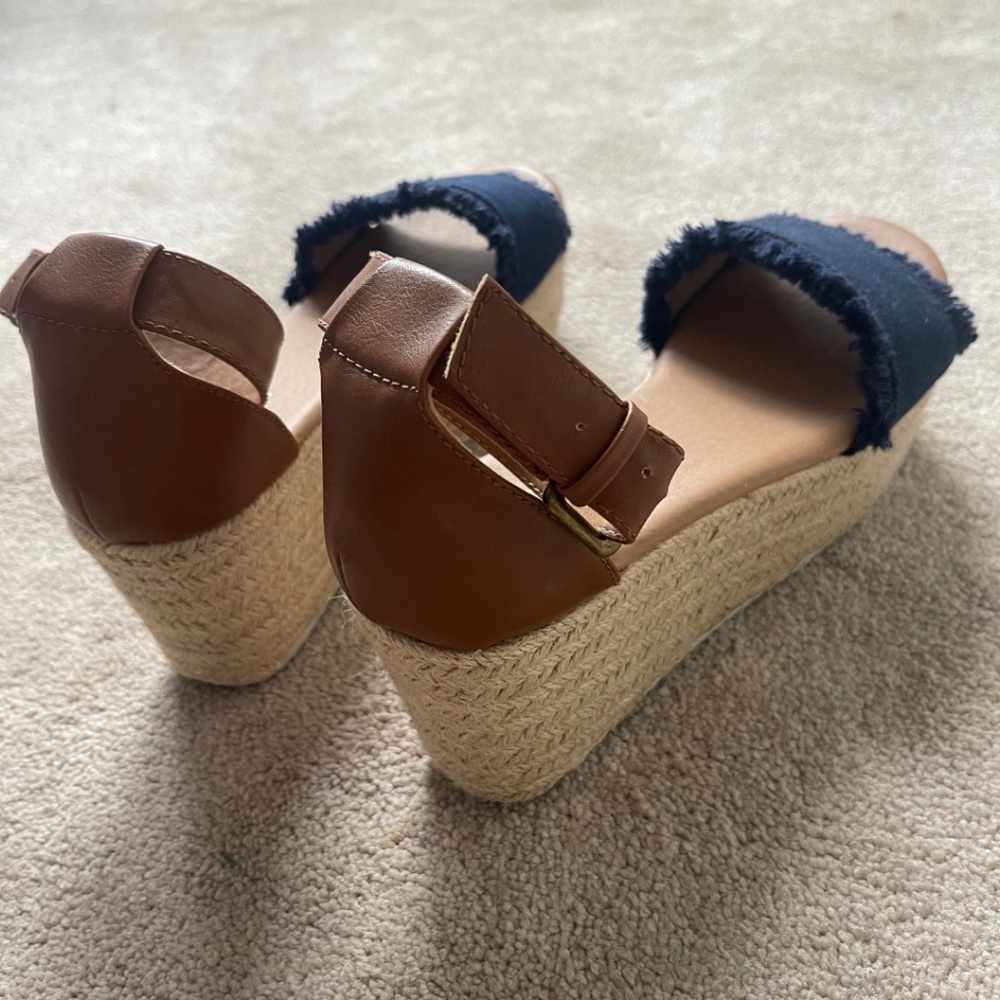 Platform Sandals Denim Pattern